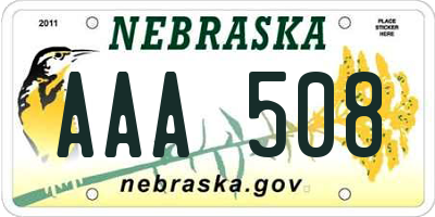 NE license plate AAA508