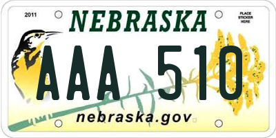 NE license plate AAA510
