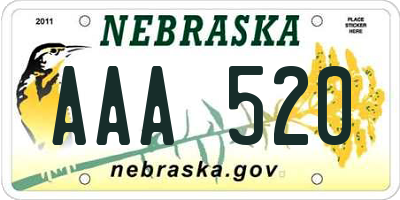 NE license plate AAA520