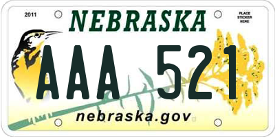 NE license plate AAA521