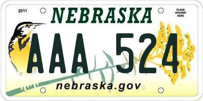 NE license plate AAA524