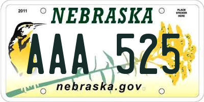 NE license plate AAA525