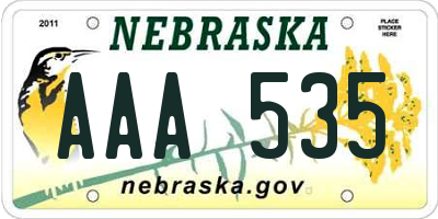 NE license plate AAA535
