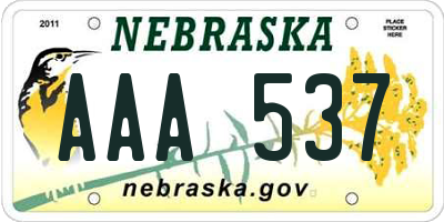 NE license plate AAA537