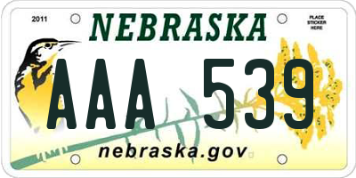 NE license plate AAA539