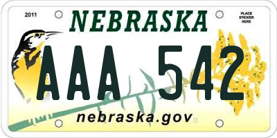 NE license plate AAA542