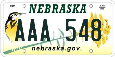 NE license plate AAA548