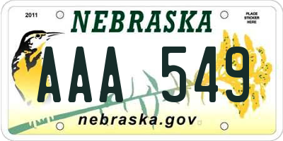 NE license plate AAA549