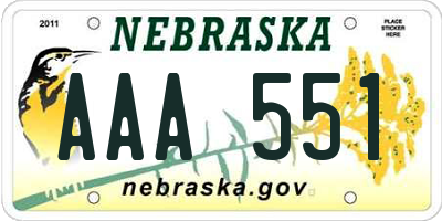 NE license plate AAA551