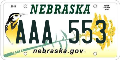 NE license plate AAA553