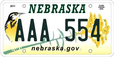 NE license plate AAA554