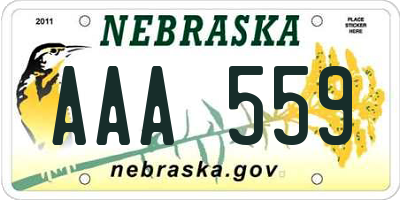 NE license plate AAA559