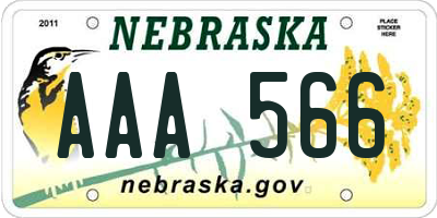 NE license plate AAA566