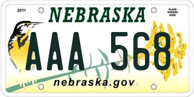 NE license plate AAA568