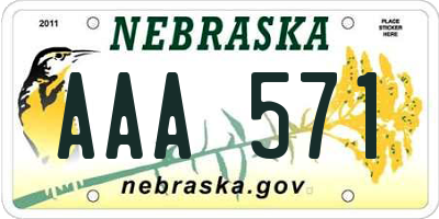 NE license plate AAA571