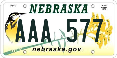 NE license plate AAA577