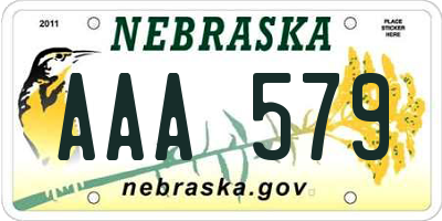 NE license plate AAA579