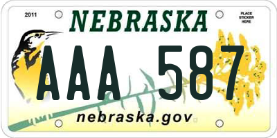 NE license plate AAA587