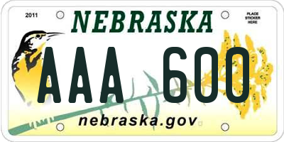 NE license plate AAA600