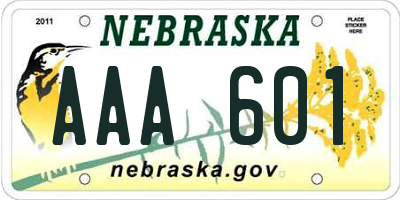 NE license plate AAA601