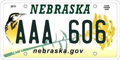 NE license plate AAA606