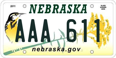 NE license plate AAA611