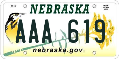 NE license plate AAA619