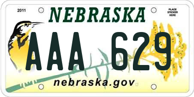 NE license plate AAA629