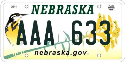 NE license plate AAA633