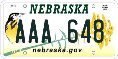 NE license plate AAA648