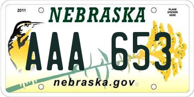 NE license plate AAA653