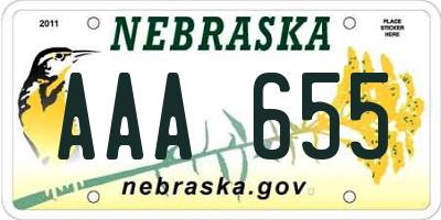 NE license plate AAA655