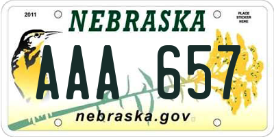 NE license plate AAA657