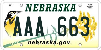 NE license plate AAA663