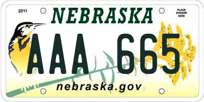 NE license plate AAA665