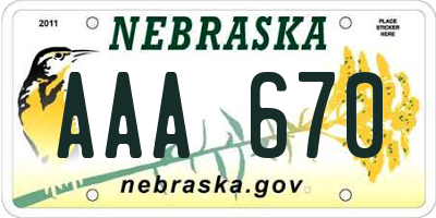 NE license plate AAA670