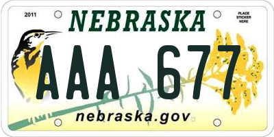 NE license plate AAA677