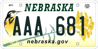 NE license plate AAA681
