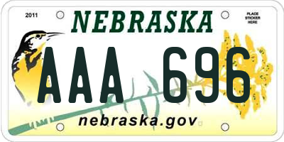 NE license plate AAA696