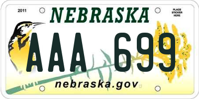 NE license plate AAA699