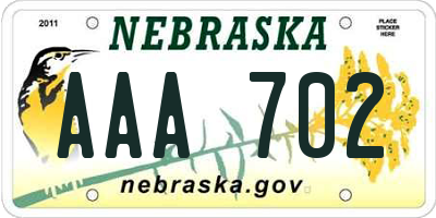 NE license plate AAA702