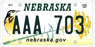 NE license plate AAA703