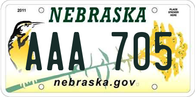 NE license plate AAA705