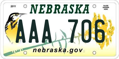 NE license plate AAA706