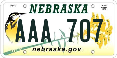 NE license plate AAA707