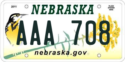 NE license plate AAA708