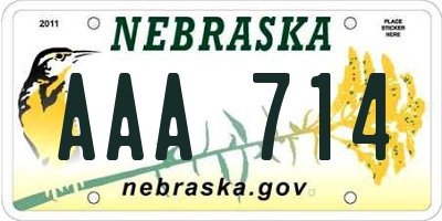 NE license plate AAA714