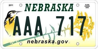 NE license plate AAA717