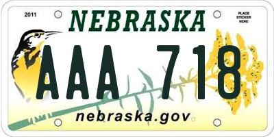 NE license plate AAA718