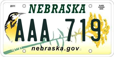 NE license plate AAA719